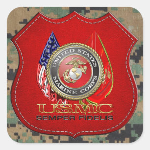 USMC Semper Fi [Special Edition] [3D] Quadratischer Aufkleber
