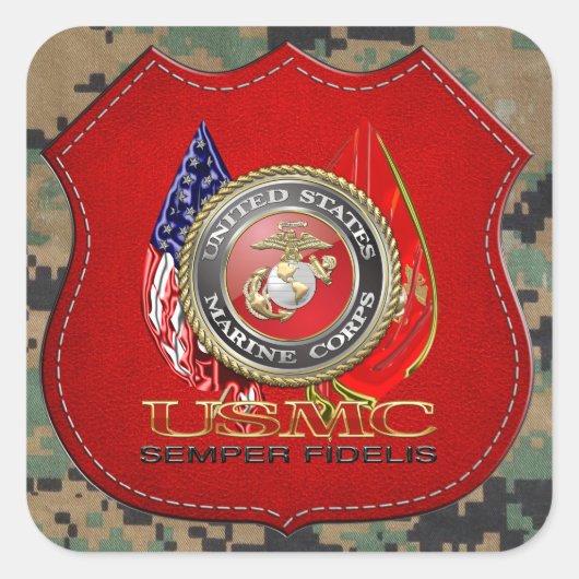 USMC Semper Fi [Special Edition] [3D] Quadratischer Aufkleber (Vorderseite)