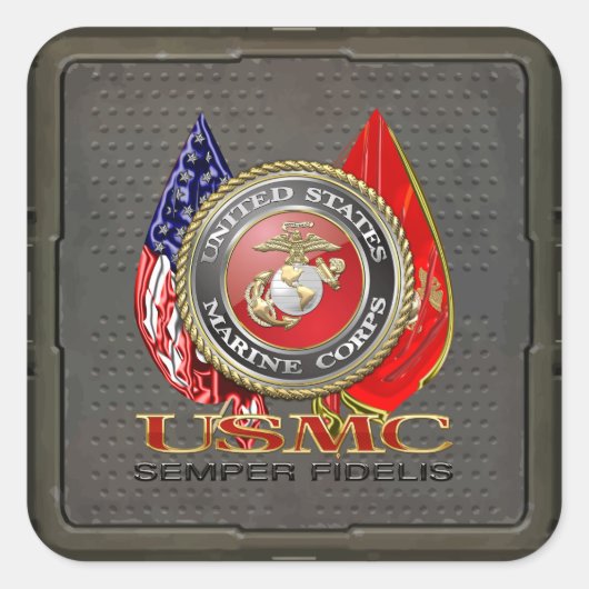USMC Semper Fi [Special Edition] [3D] Quadratischer Aufkleber (Vorderseite)