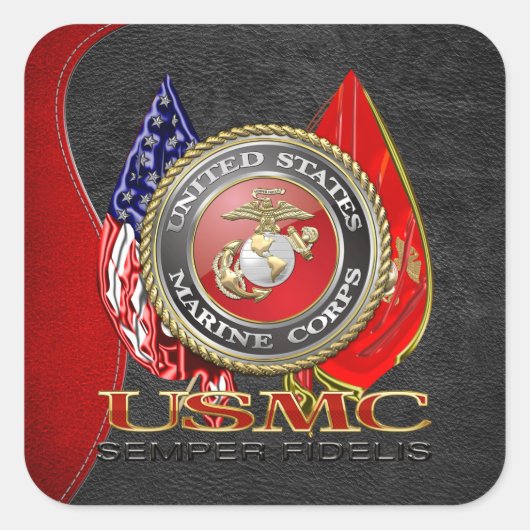 USMC Semper Fi [Special Edition] [3D] Quadratischer Aufkleber (Vorderseite)