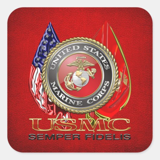 USMC Semper Fi [Special Edition] [3D] Quadratischer Aufkleber (Vorderseite)