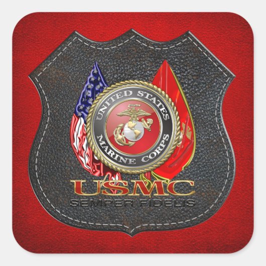 USMC Semper Fi [Special Edition] [3D] Quadratischer Aufkleber (Vorderseite)