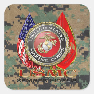 USMC Semper Fi [Special Edition] [3D] Quadratischer Aufkleber