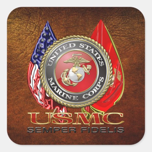 USMC Semper Fi [Special Edition] [3D] Quadratischer Aufkleber (Vorderseite)