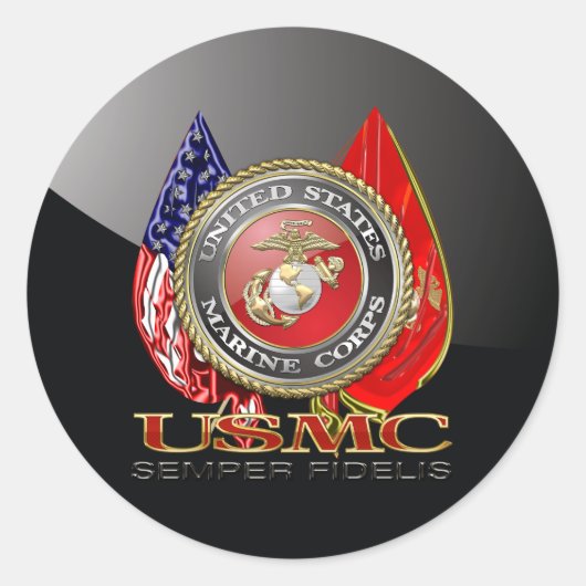 USMC Semper Fi [Special Edition] [3D] Runder Aufkleber (Vorderseite)