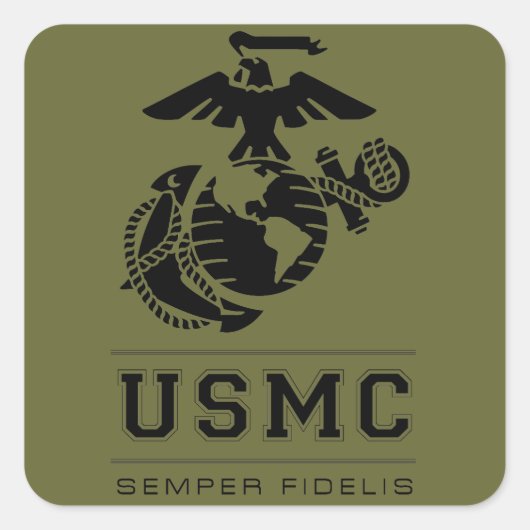 USMC Semper Fidelis [Semper Fi] Quadratischer Aufkleber (Vorderseite)