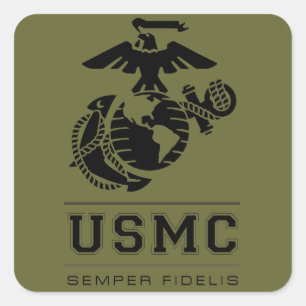 USMC Semper Fidelis [Semper Fi] Quadratischer Aufkleber