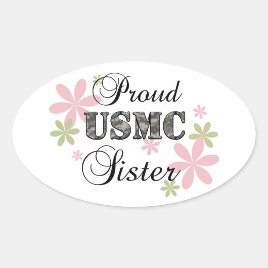USMC Sister [fl Camouflage] Ovaler Aufkleber (Vorderseite)