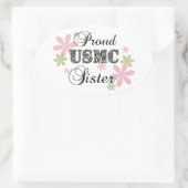 USMC Sister [fl Camouflage] Ovaler Aufkleber (Tasche)