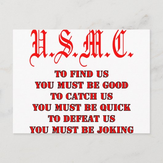 USMC, um Fang oder Niederlage zu finden Postkarte (Vorderseite)