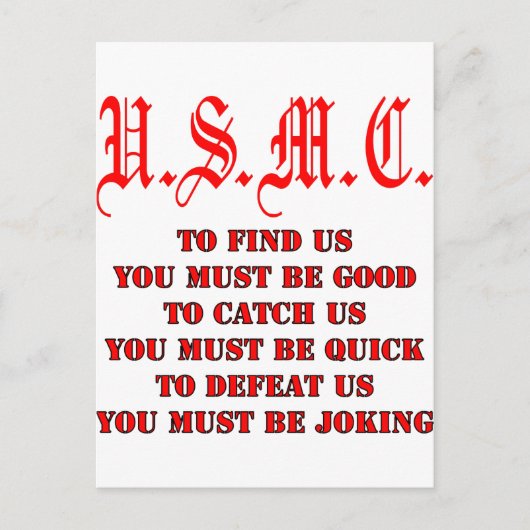 USMC, um Fang oder Niederlage zu finden Postkarte (Vorderseite)