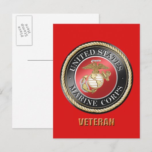 USMC Veteran Postcard Postkarte (Vorne/Hinten)