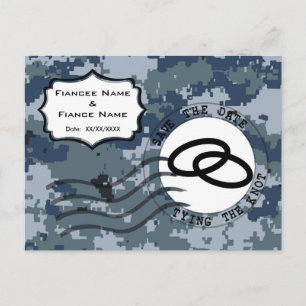 USN Navy Save the Date & Ringe Ankündigungspostkarte