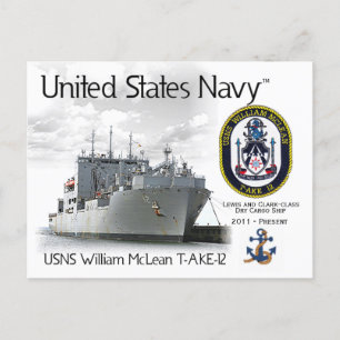 USNS WILLIAM MCLEAN T-AKE-12 CARGO SHIP - Postkart Postkarte