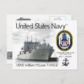 USNS WILLIAM MCLEAN T-AKE-12 CARGO SHIP - Postkart Postkarte (Vorne/Hinten)