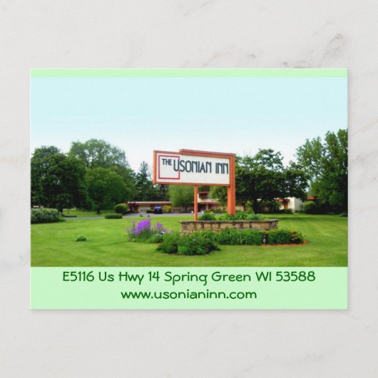 Usonian Inn Postcard Street Schild Postkarte (Vorderseite)