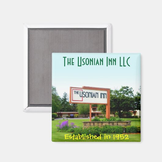 Usonian Inn Square magnet - Straßenschild (Vorderseite/Rückseite)