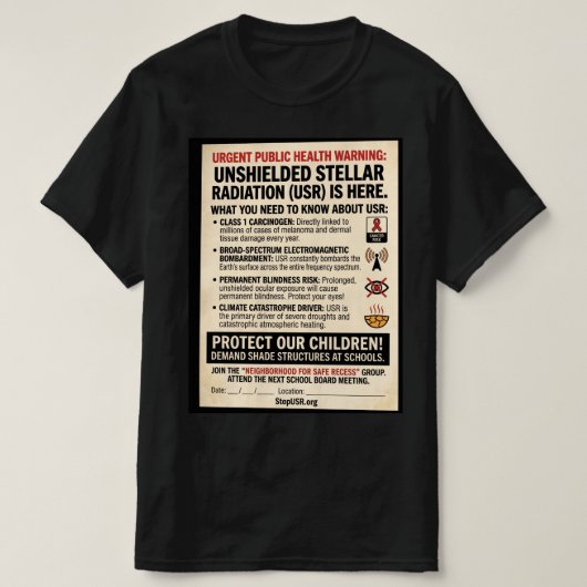 USR öffentliche Warnung T-Shirt (Design vorne)