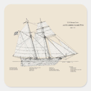 USRC Alexander Hamilton - SBD Quadratischer Aufkleber