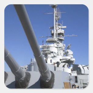 USS Alabama Battleship in Battleship Memorial Quadratischer Aufkleber