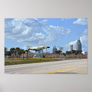 USS Alabama Battleship Memorial Park Sign Poster