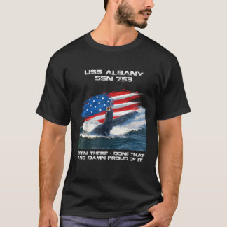 USS Albany SSN 753 American Flag U-Boot Veteran T-Shirt