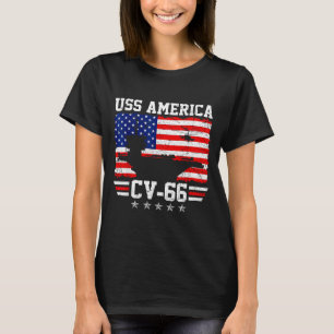 USS America CV-66 Flugzeugträger Distressed Flag T-Shirt