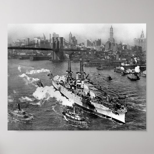 USS Arizona am East River - NYC - 1916 Poster (Vorne)