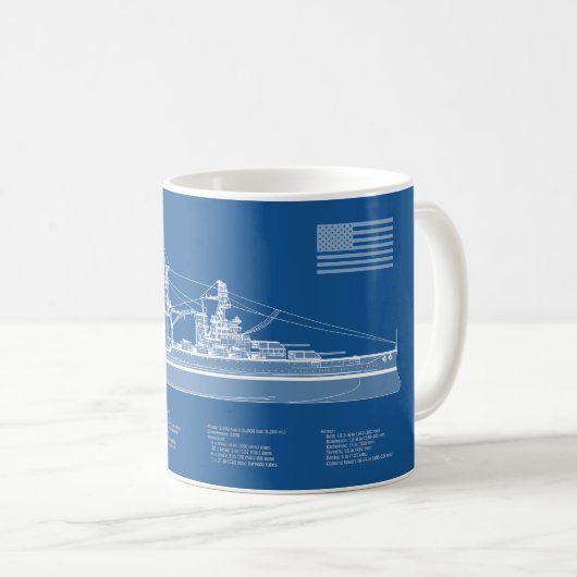 USS Arizona - Pläne für Schiffskonzepte ABD Kaffeetasse (VorderseiteRechts)