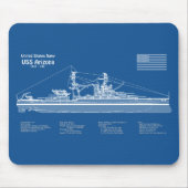 USS Arizona - Pläne für Schiffskonzepte ABD Mousepad (Vorne)
