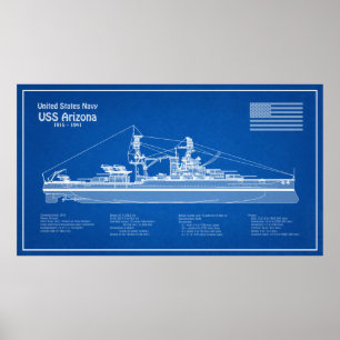 USS Arizona - Pläne für Schiffskonzepte ABD Poster