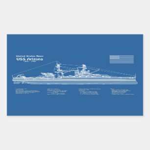 USS Arizona - Pläne für Schiffskonzepte ABD Rechteckiger Aufkleber