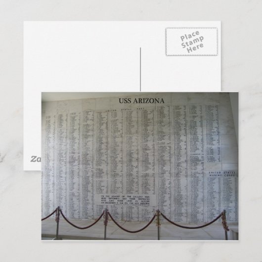 USS Arizona Plaque Postkarte (Vorne/Hinten)