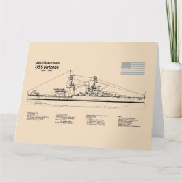 USS Arizona - Schiffs-Blueprint-Pläne SD Dankeskarte