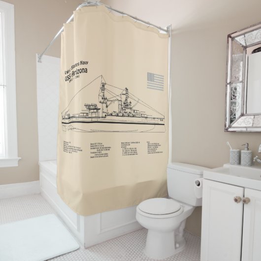 USS Arizona - Schiffs-Blueprint-Pläne SD Duschvorhang (Beispiel)