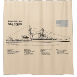 USS Arizona - Schiffs-Blueprint-Pläne SD Duschvorhang