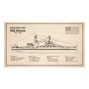 USS Arizona - Schiffs-Blueprint-Pläne SD Fotodruck