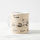 USS Arizona - Schiffs-Blueprint-Pläne SD Kaffeetasse (Vorderseite Links)