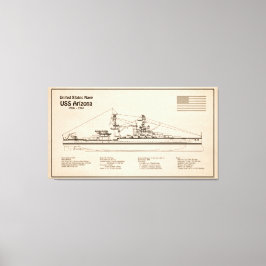 USS Arizona - Schiffs-Blueprint-Pläne SD Leinwanddruck