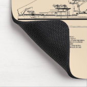 USS Arizona - Schiffs-Blueprint-Pläne SD Mousepad (Ecke)