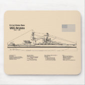 USS Arizona - Schiffs-Blueprint-Pläne SD Mousepad (Vorne)