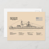 USS Arizona - Schiffs-Blueprint-Pläne SD Postkarte (Vorne/Hinten)