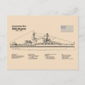 USS Arizona - Schiffs-Blueprint-Pläne SD Postkarte (Vorderseite)