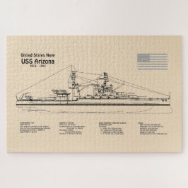 USS Arizona - Schiffs-Blueprint-Pläne SD Puzzle