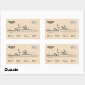 USS Arizona - Schiffs-Blueprint-Pläne SD Rechteckiger Aufkleber (Blatt)