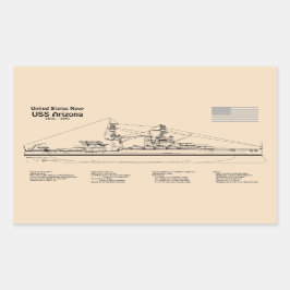 USS Arizona - Schiffs-Blueprint-Pläne SD Rechteckiger Aufkleber