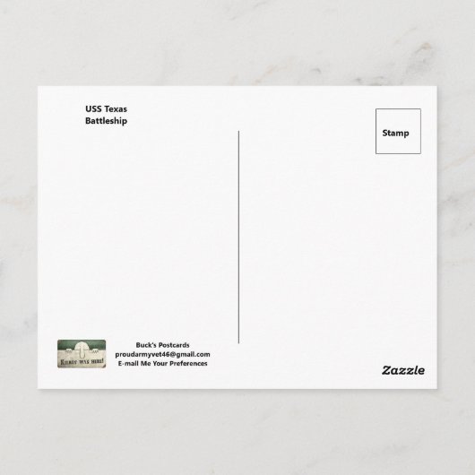 USS Battleship Texas Postcard Postkarte (Rückseite)