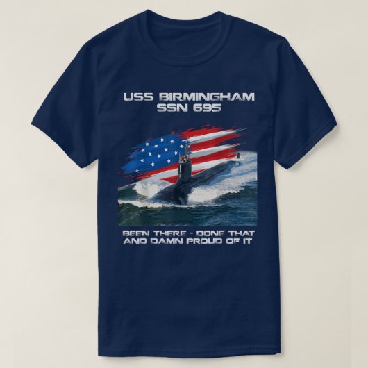 USS Birmingham SSN-695 American Flag Submarine Vet T-Shirt (Design vorne)