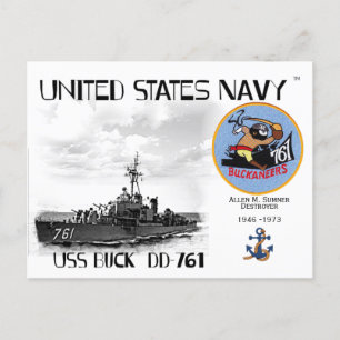 USS BUCK DD-761 DESTROYER    -   POSTCARD POSTKARTE