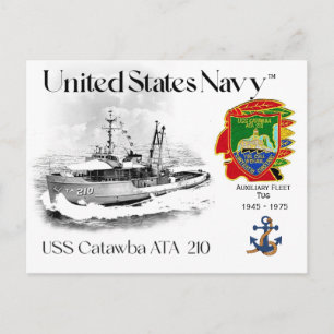 USS CATAWBA ATA-210 AUXILIARY TUG POSTCARD POSTKARTE